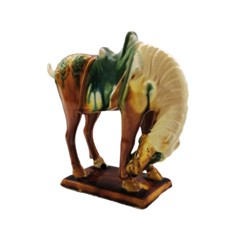 Tang Dynasty Style, Glazed Porcelain War Horse