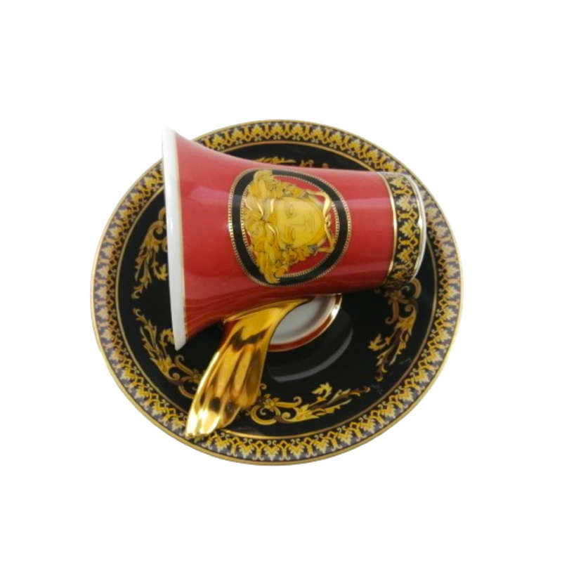 Rosenthal Versace Red Medusa Demitasse Cup and Saucer