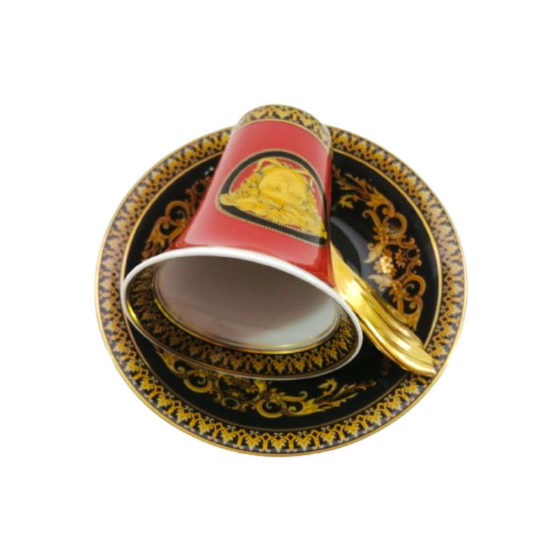 Rosenthal Versace Red Medusa Demitasse Cup and Saucer