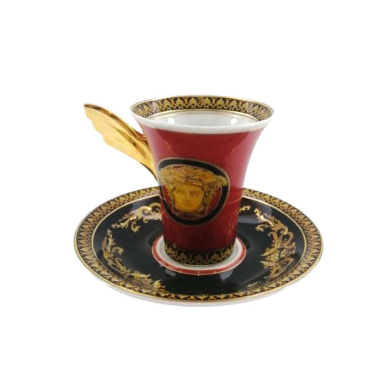 Rosenthal Versace Red Medusa Demitasse Cup and Saucer