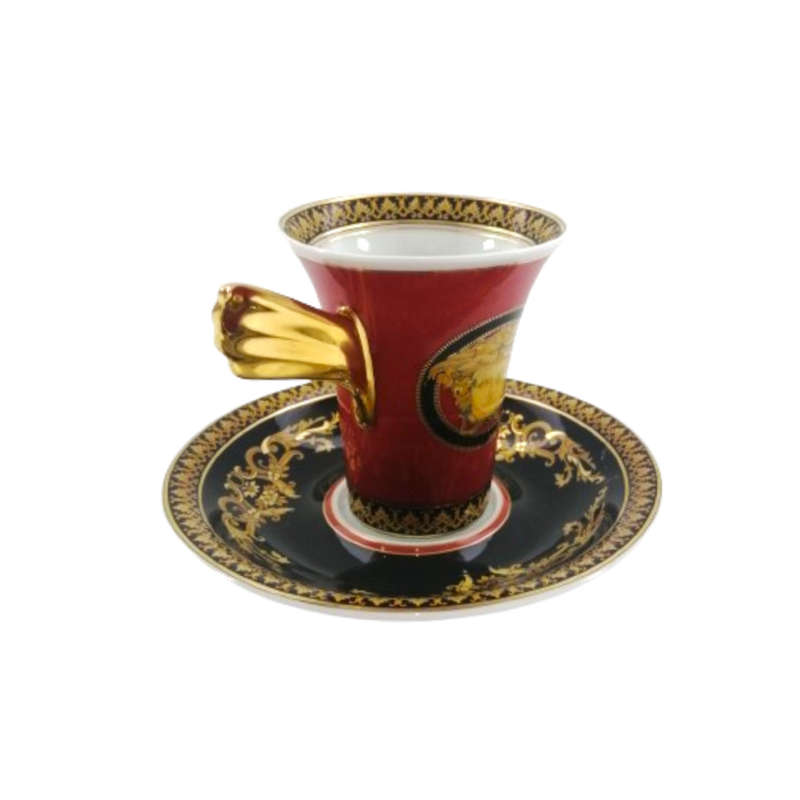 Rosenthal Versace Red Medusa Demitasse Cup and Saucer