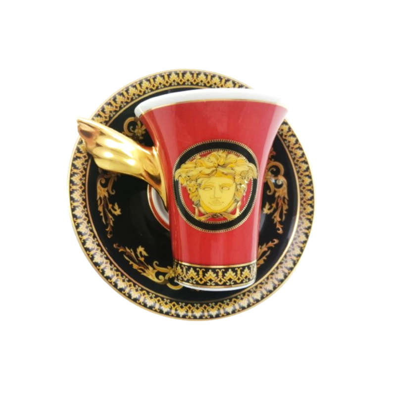 Rosenthal Versace Red Medusa Demitasse Cup and Saucer