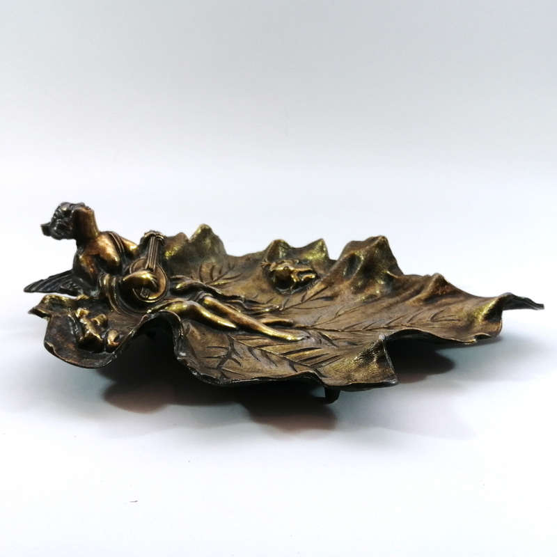 French Antique Brass Beautiful Naiad Lady Vide Poche, trinket dish