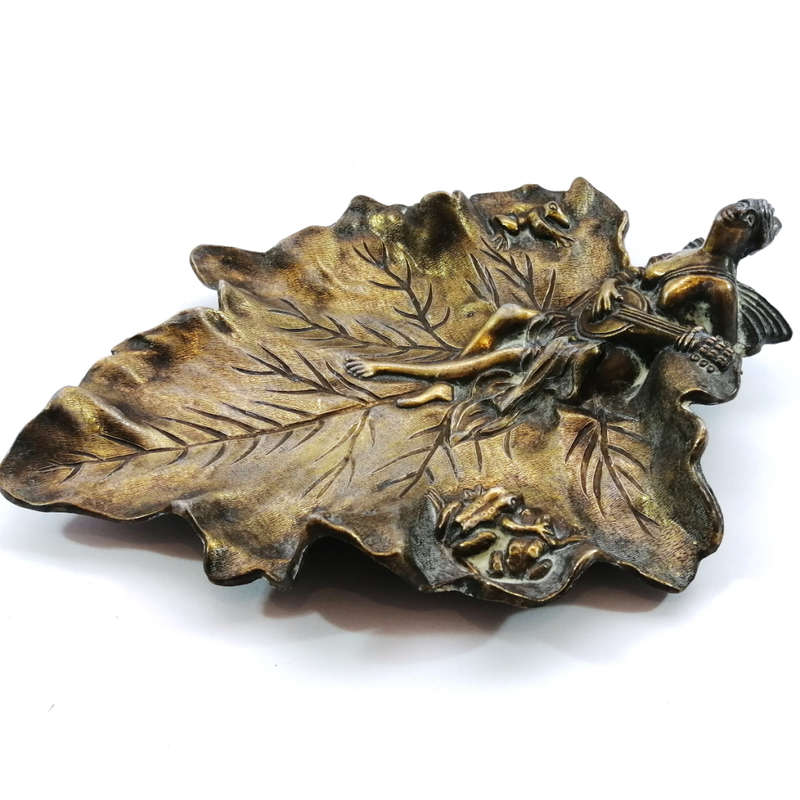 French Antique Brass Beautiful Naiad Lady Vide Poche, trinket dish