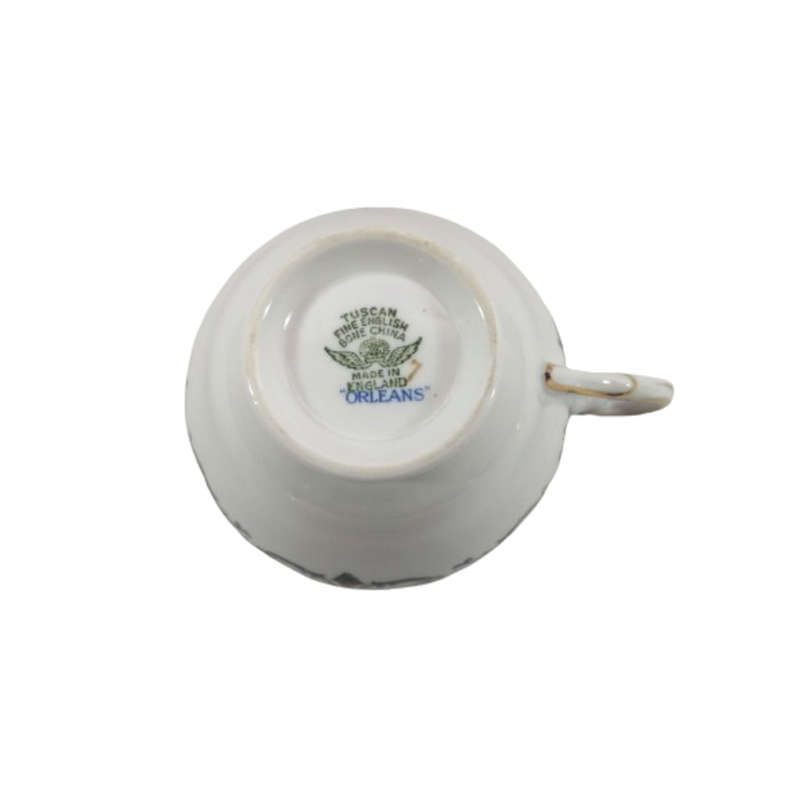 Tuscan Burgundy `Orleans` Teacup Trio Set - High Tea at Home