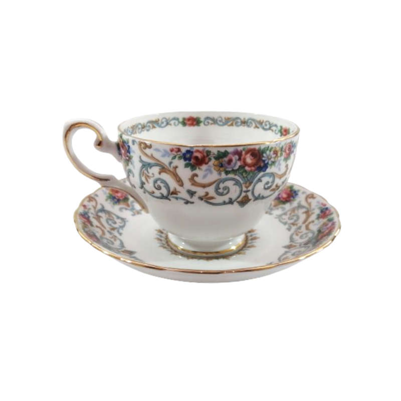 Tuscan Burgundy `Orleans` Teacup Trio Set - High Tea at Home
