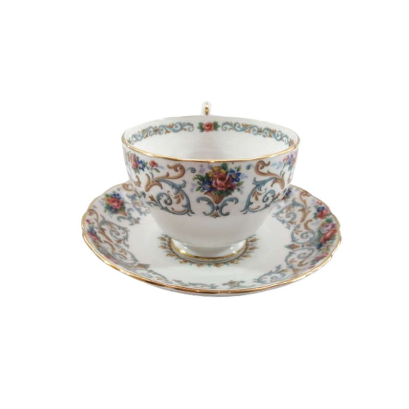 Tuscan Burgundy `Orleans` Teacup Trio Set - High Tea at Home