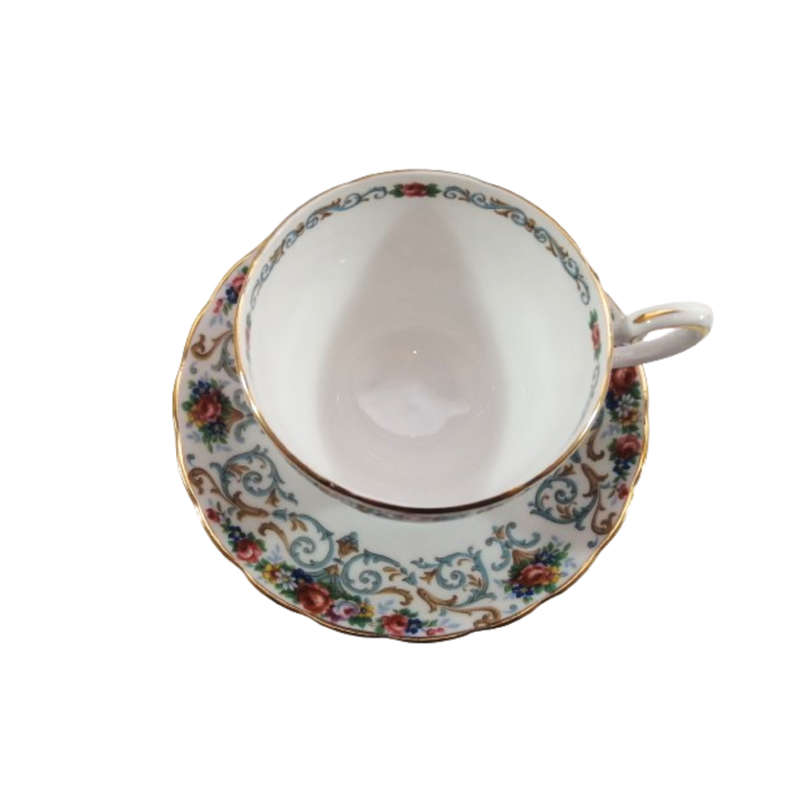Tuscan Burgundy `Orleans` Teacup Trio Set - High Tea at Home