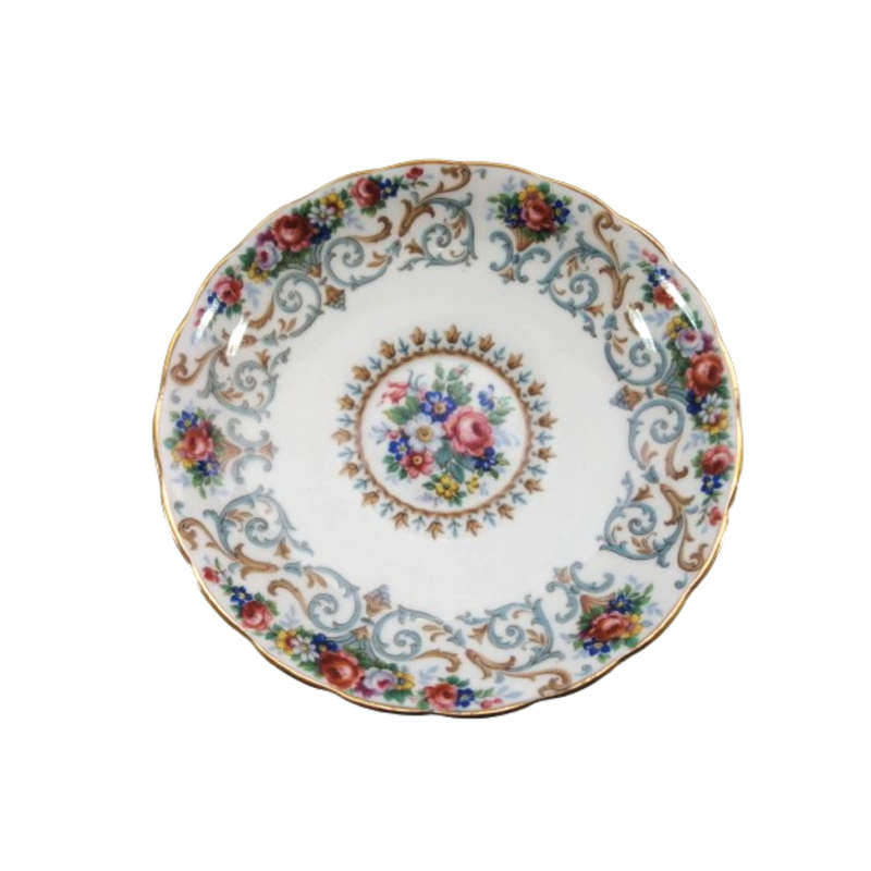 Tuscan Burgundy `Orleans` Teacup Trio Set - High Tea at Home