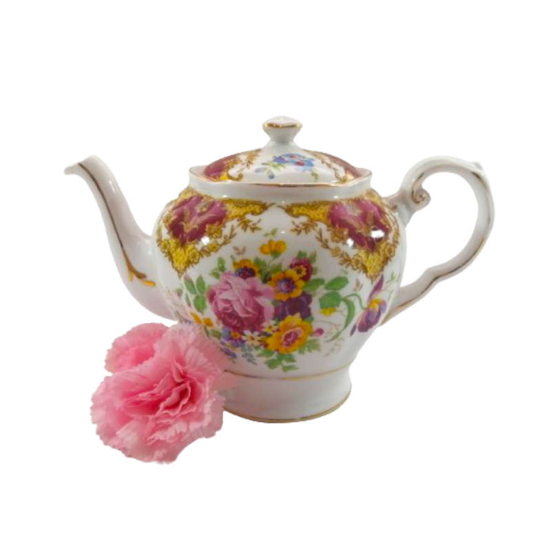 Tuscan Burgundy `Provence` Teapot Tea Pot- High Tea at Home