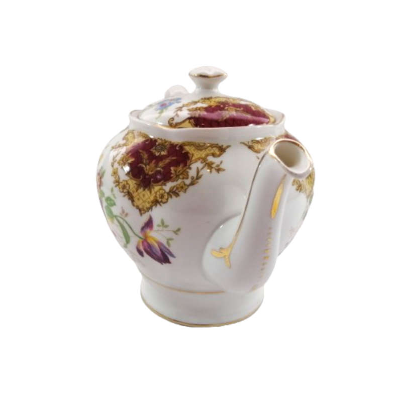 Tuscan Burgundy `Provence` Teapot Tea Pot- High Tea at Home