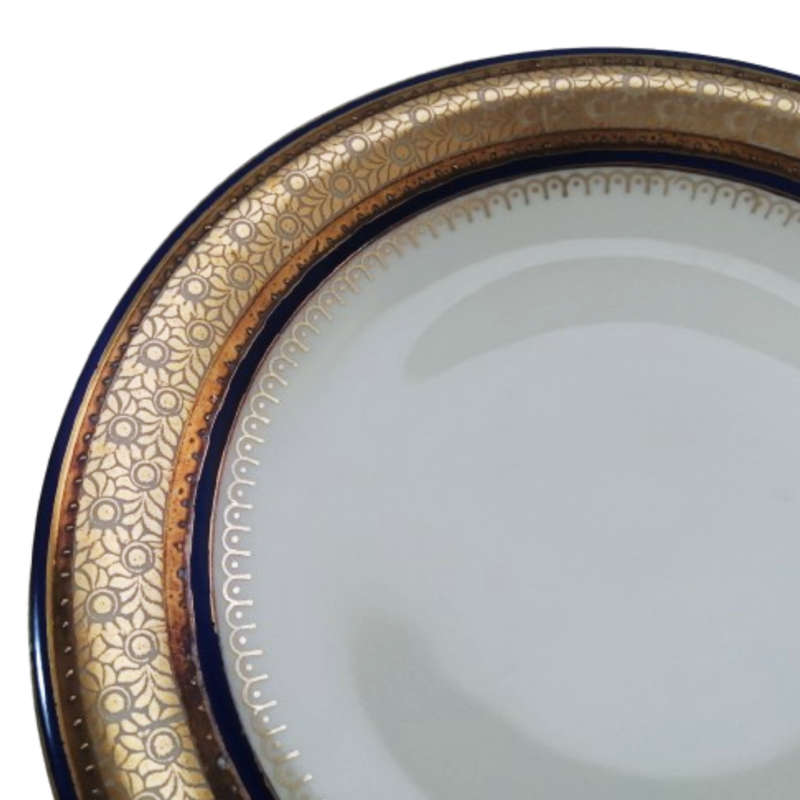 Hutschenreuther Hohenberg Gold Encrusted Dark Blue Cobalt Pedestal Cup and Saucer