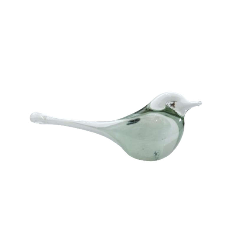 Murano Glass Clear Bird with Black spots Bird