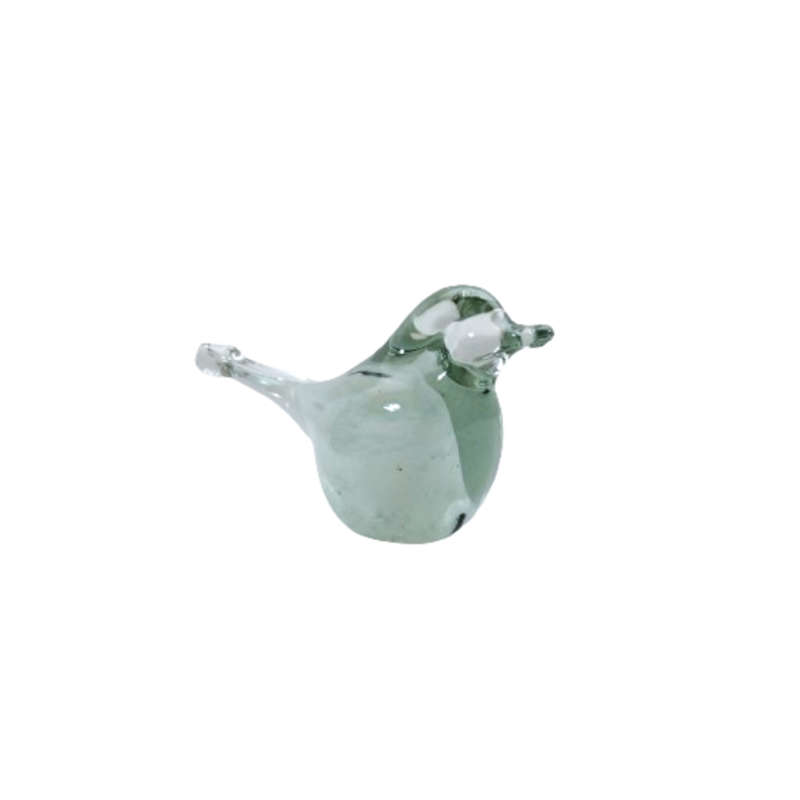 Murano Glass Clear Bird with Black spots Bird