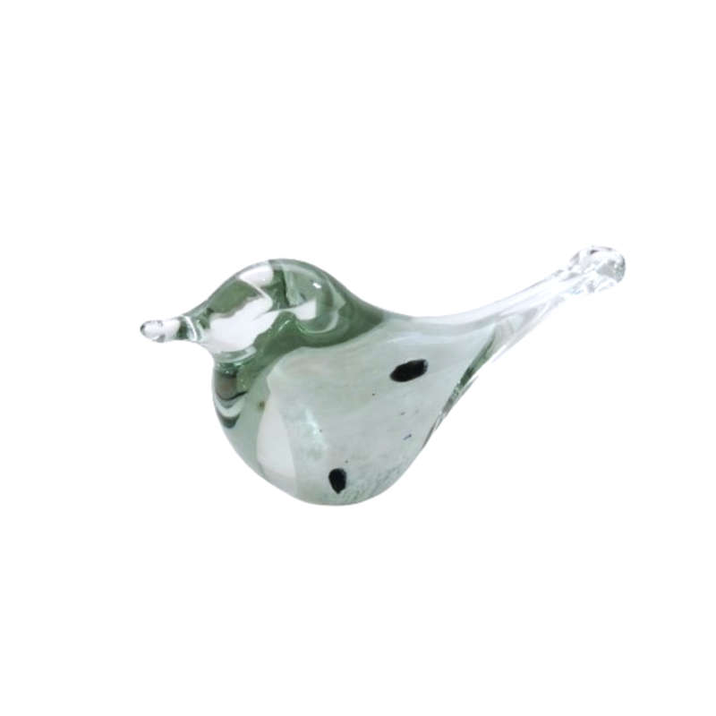 Murano Glass Clear Bird with Black spots Bird