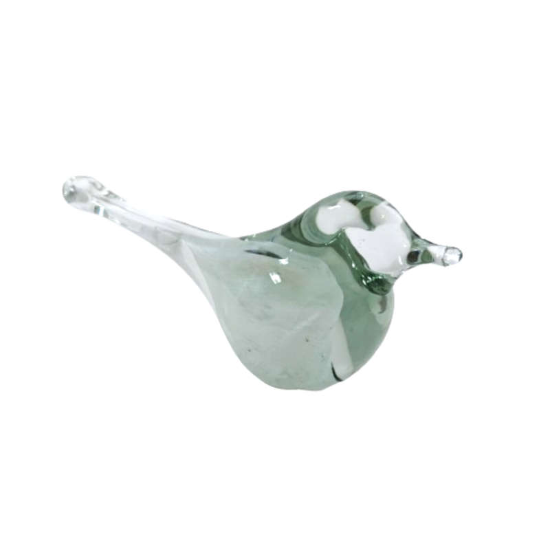 Murano Glass Clear Bird with Black spots Bird