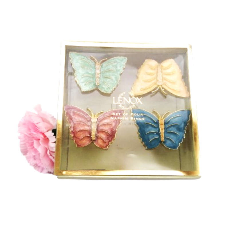 Lenox Butterfly Meadow Metal Enameled Napkin Rings