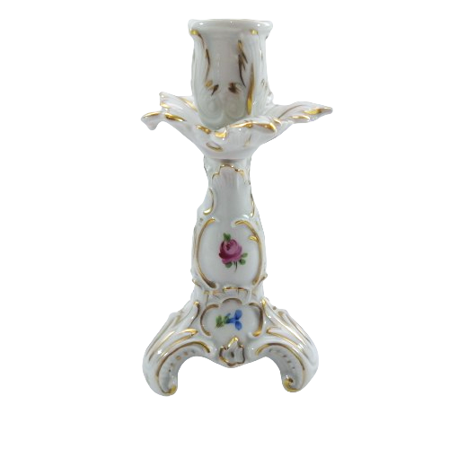 Dresden Porcelain Compote Candleholder with Flowers
