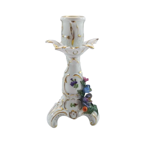Dresden Porcelain Compote Candleholder with Flowers