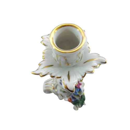 Dresden Porcelain Compote Candleholder with Flowers