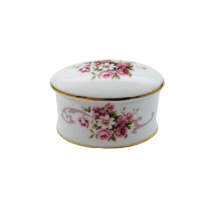 Paragon Oval Rose Bouquet  Vintage Porcelain Flower Trinket Box