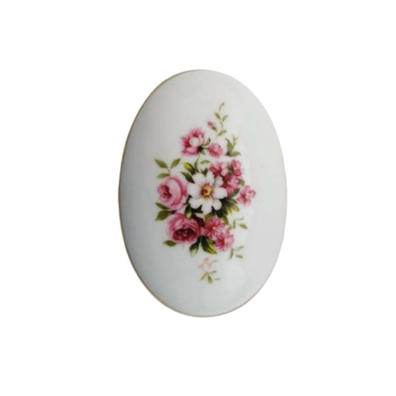 Paragon Oval Rose Bouquet  Vintage Porcelain Flower Trinket Box