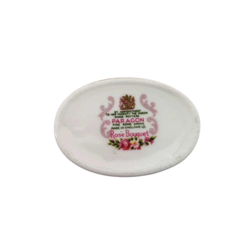 Paragon Oval Rose Bouquet  Vintage Porcelain Flower Trinket Box