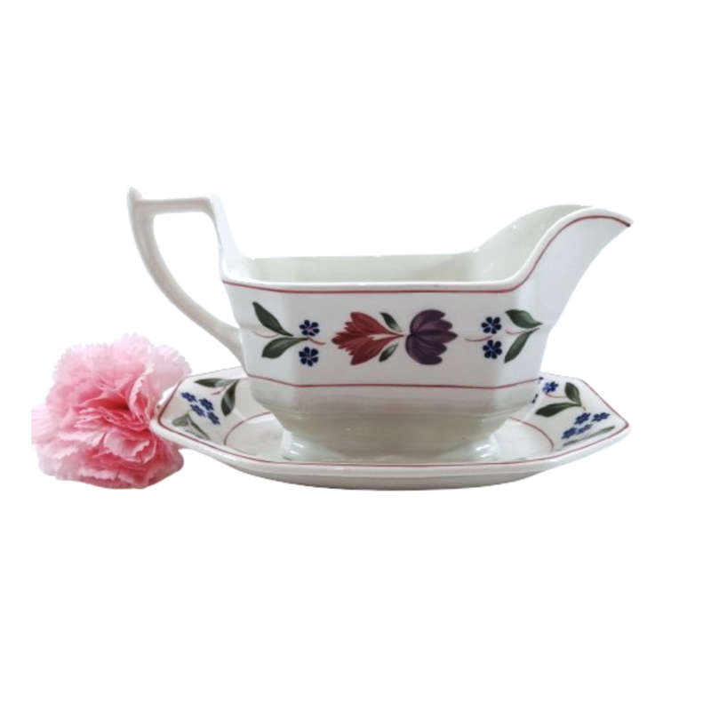 Adams Old Colonial Gravy Sauce Boat & Stand Saucer Ironstone