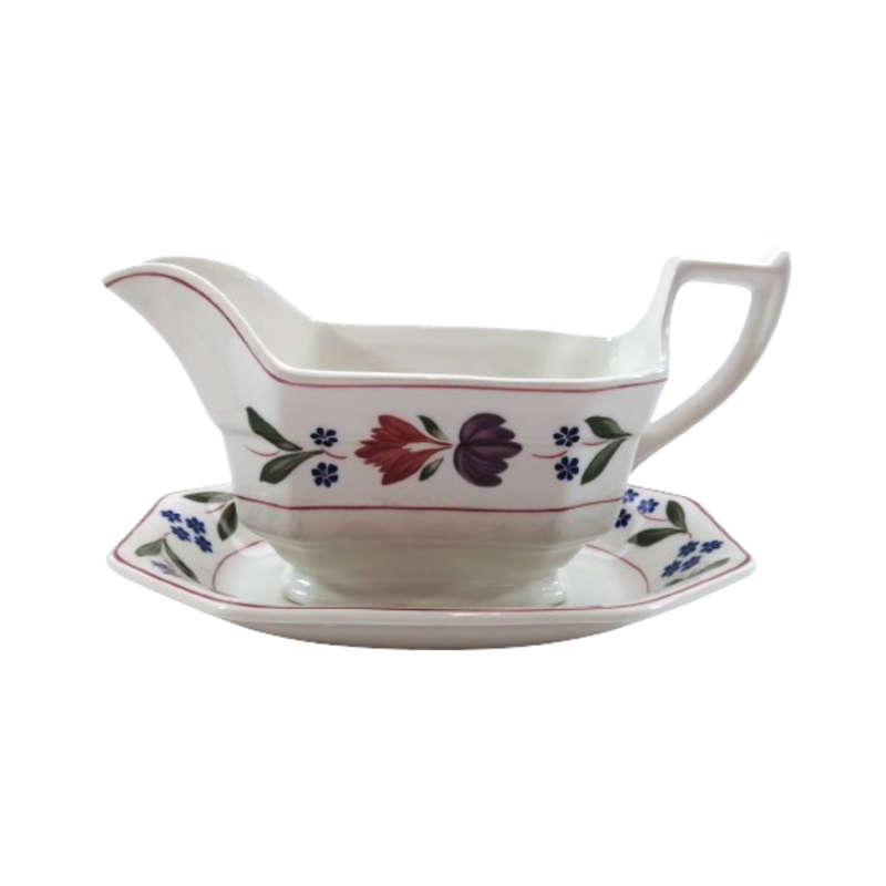 Adams Old Colonial Gravy Sauce Boat & Stand Saucer Ironstone