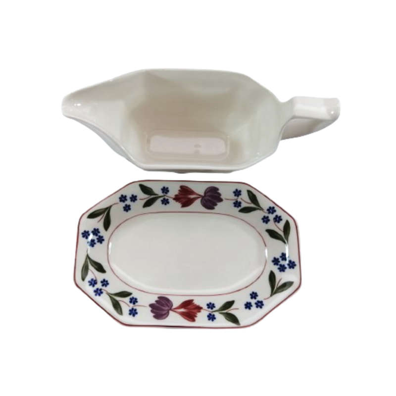 Adams Old Colonial Gravy Sauce Boat & Stand Saucer Ironstone