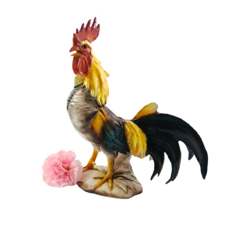 Large Colorful Ceramic Rooster Figure Statue