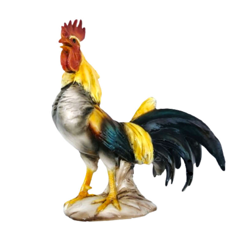 Large Colorful Ceramic Rooster Figure Statue