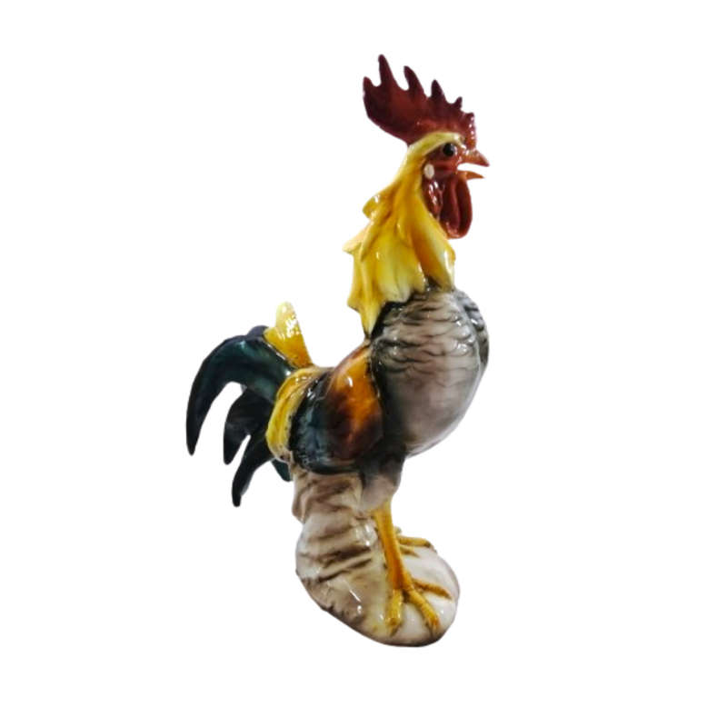 Large Colorful Ceramic Rooster Figure Statue