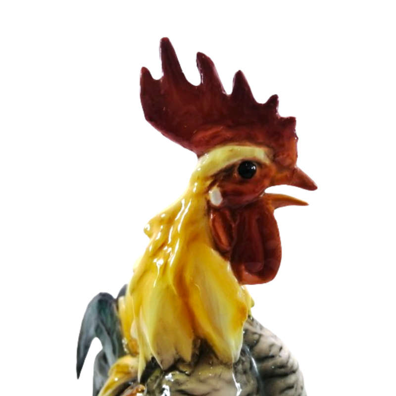 Large Colorful Ceramic Rooster Figure Statue