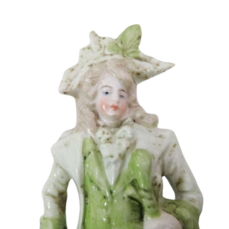 Antique Figurines of high society Lady and Gentleman Bisque Porcelain