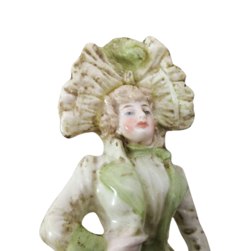 Antique Figurines of high society Lady and Gentleman Bisque Porcelain