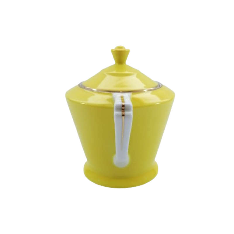 Art Deco Fine Bone China Yellow Art Deco Lidded Sugar Bowl