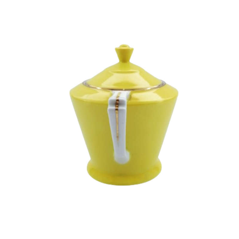 Art Deco Fine Bone China Yellow Art Deco Lidded Sugar Bowl