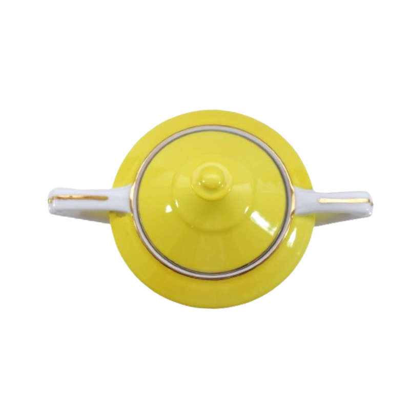 Art Deco Fine Bone China Yellow Art Deco Lidded Sugar Bowl