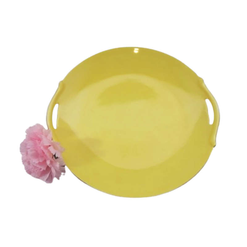Art Deco Fine Bone China Yellow Art Deco Large Cake Plate