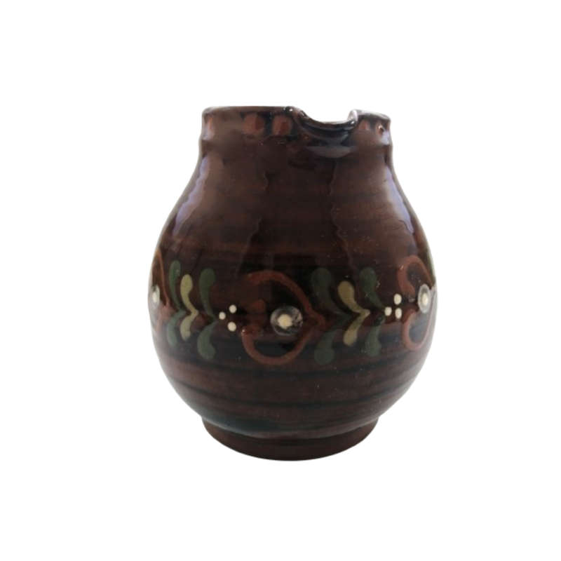 Large Brown Glazed Pottery Jug Pitcher