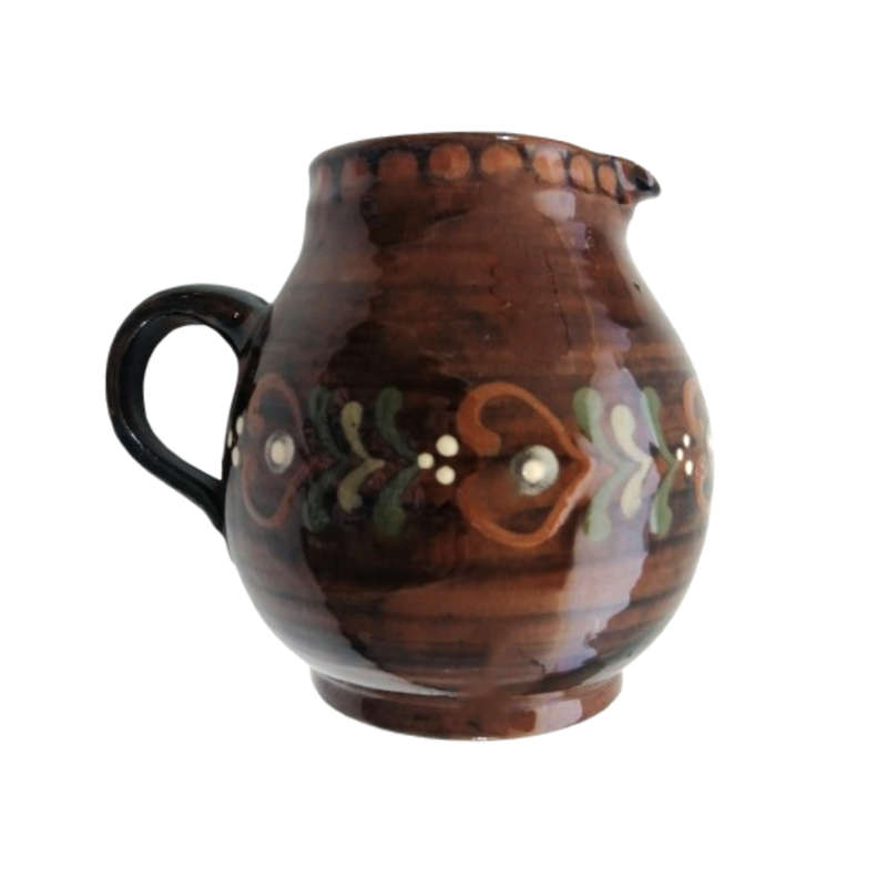 Large Brown Glazed Pottery Jug Pitcher