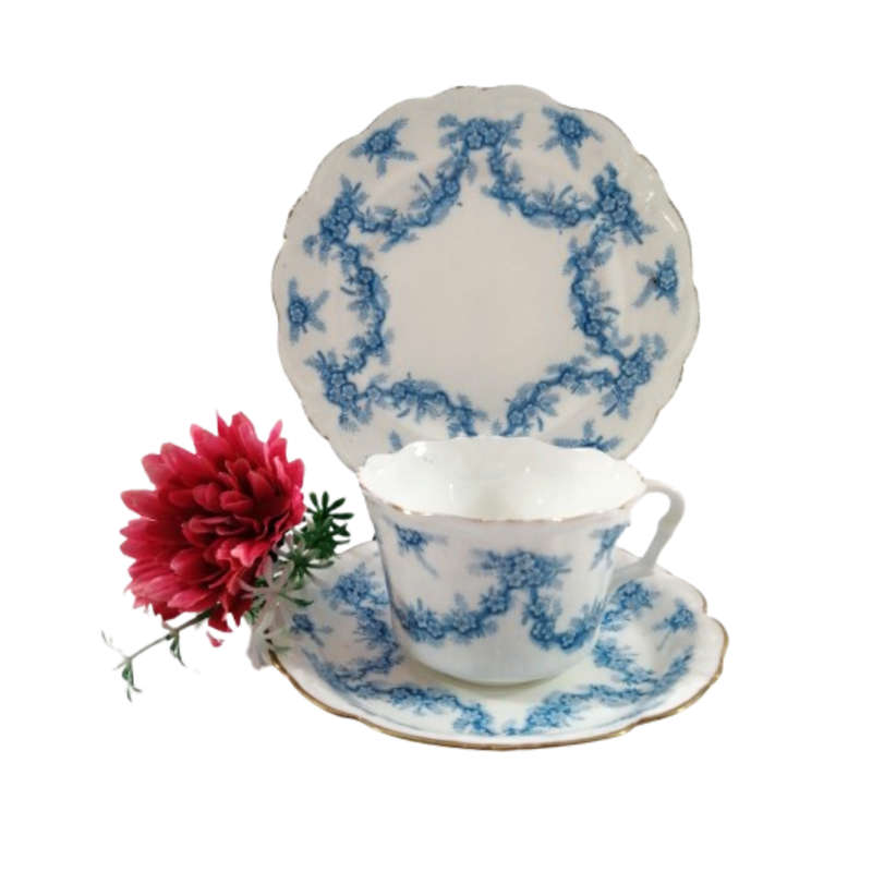 Festoon Fine Bone China White and Blue Trio