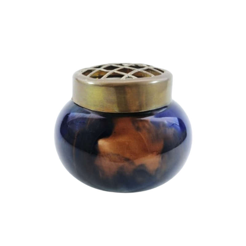 Pretty Glazed Possi Pot with Metal Top