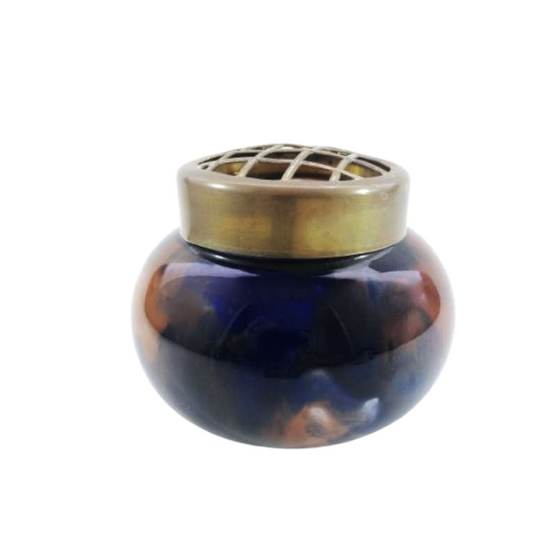 Pretty Glazed Possi Pot with Metal Top