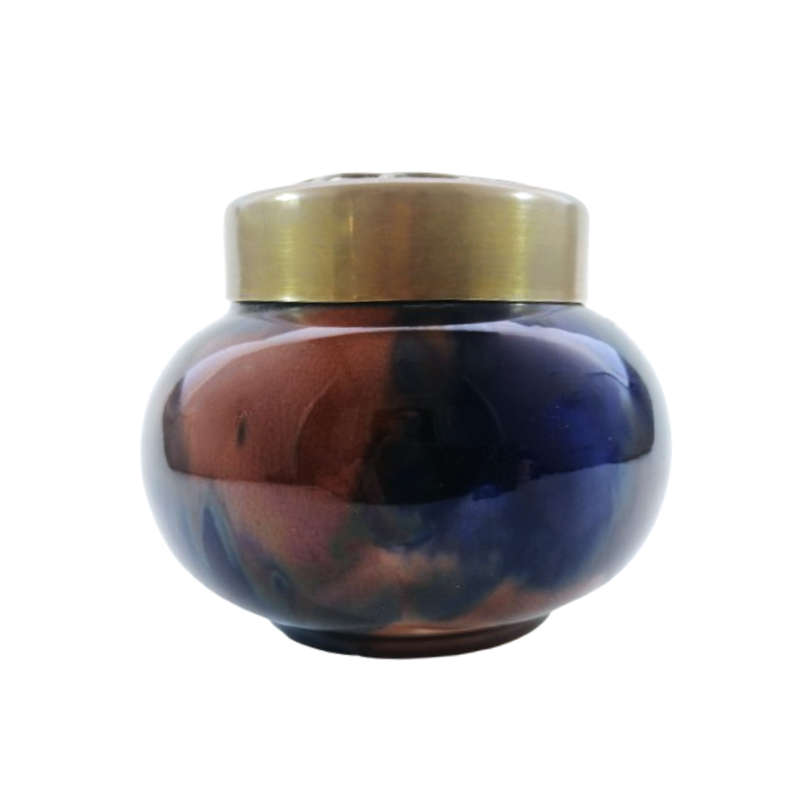 Pretty Glazed Possi Pot with Metal Top