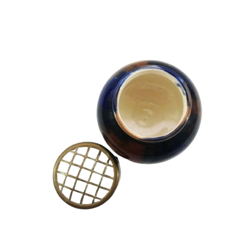 Pretty Glazed Possi Pot with Metal Top