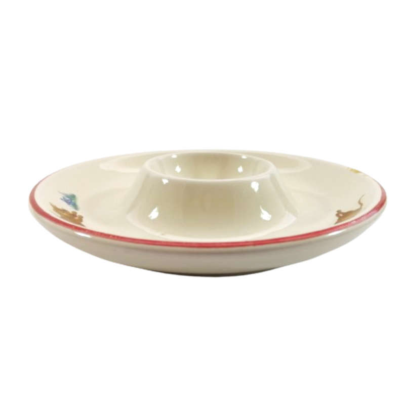 Mouse Egg Cup red stripe ceramic flat style