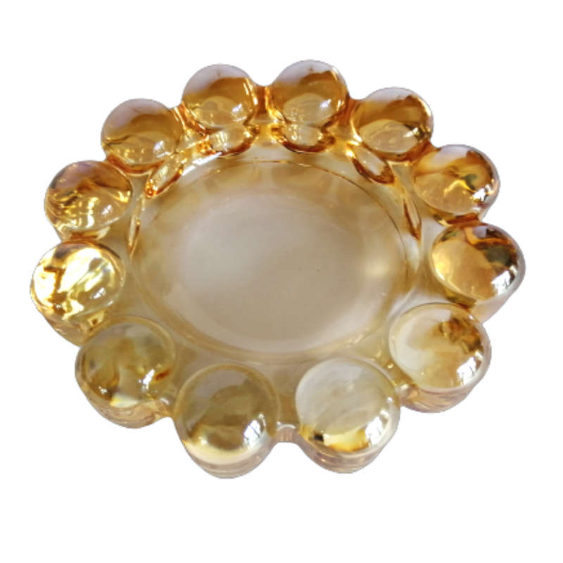 Amber Glass Unusual Round Dish