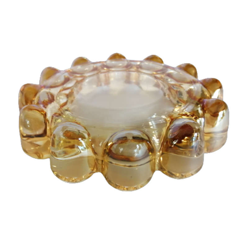 Amber Glass Unusual Round Dish